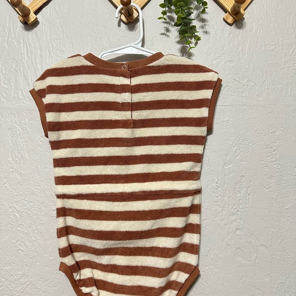 Quincy Mae Terry Retro Romper in Amber Stripe 0-3 NWT - Picture 5 of 6